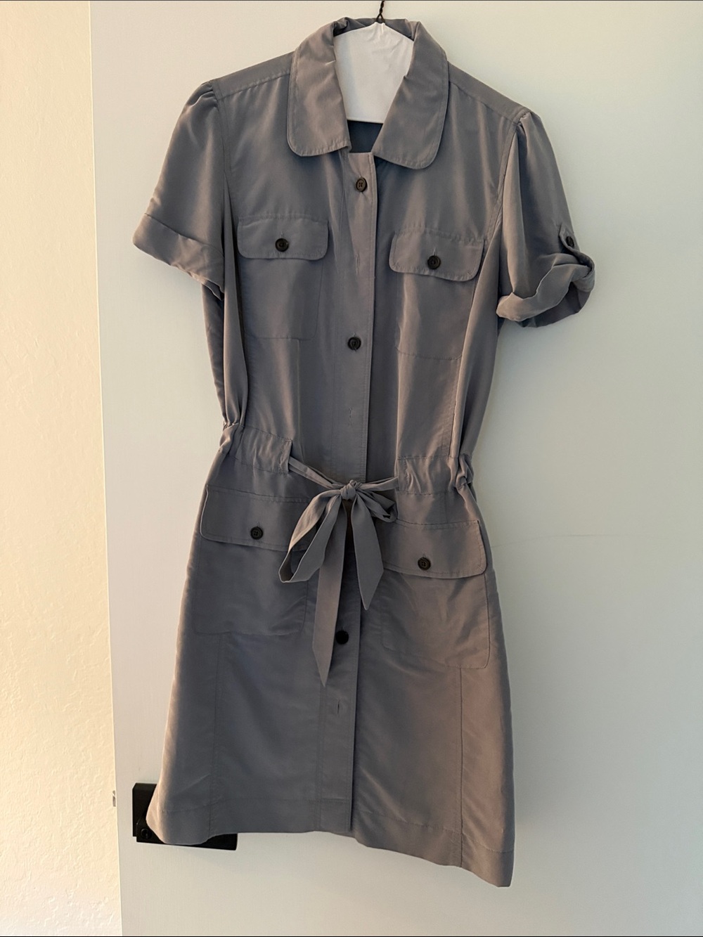 Banana Republic Gray Midi Shirt Dress